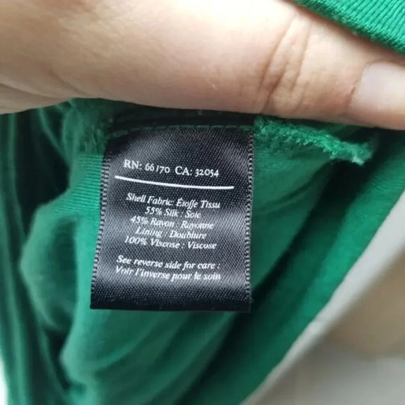 Anthropologie Deletta Emerald Green Wicklow  Silk Midi Dress Ruched M - Picture 5 of 10